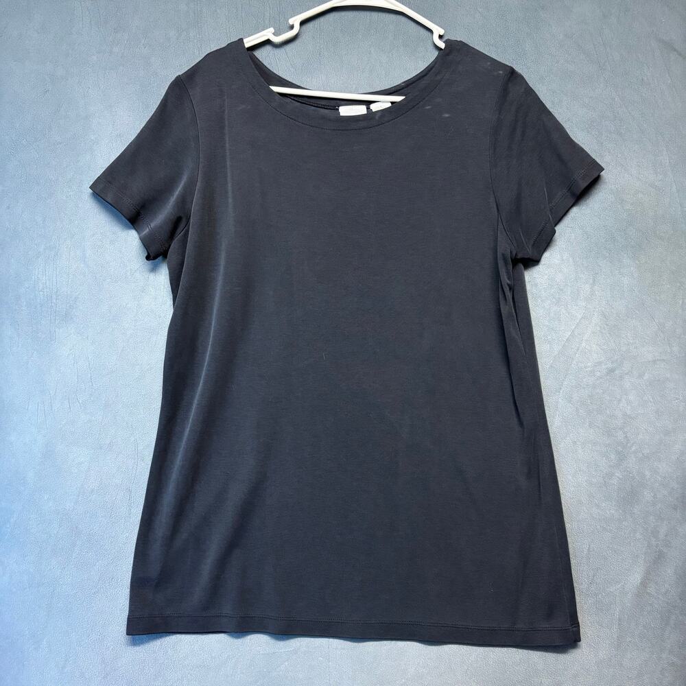 Vintage Cherokee Black Boat Neck Short Sleeve Top Women’s Large Preppy Comfy